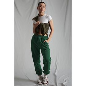 Madmext MG1235 Kadın Haki Beli Lastikli Oversize Eşofman Altı