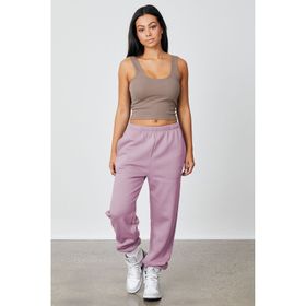 Madmext MG1235 Kadın Haki Beli Lastikli Oversize Eşofman Altı