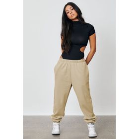 Madmext MG1235 Kadın Haki Beli Lastikli Oversize Eşofman Altı