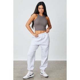 Madmext MG1235 Karmelanj Beli Lastikli Oversize Kadın Eşofman Altı