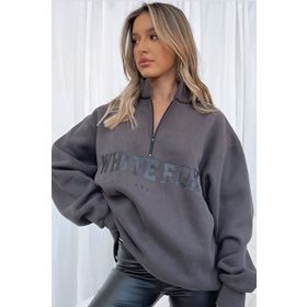 Madmext MG1246 Füme Kadın Fermuar Detaylı Sweatshirt