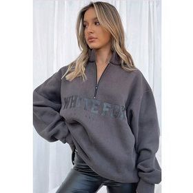 Madmext MG1246 Füme Kadın Fermuar Detaylı Sweatshirt