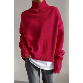 Madmext MG1252 Kadın Mad Girls Pembe Balıkçı Yaka Kazak