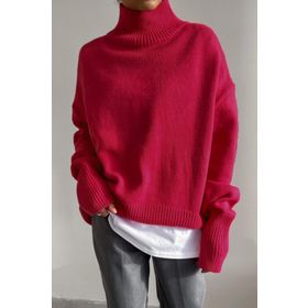 Madmext MG1252 Kadın Mad Girls Pembe Balıkçı Yaka Kazak