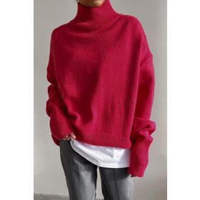 Madmext MG1252 Kadın Mad Girls Pembe Balıkçı Yaka Kazak