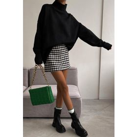 Madmext MG1252 Mad Girls Siyah Balıkçı Yaka Kadın Kazak