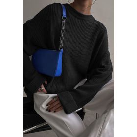 Madmext MG1264 Kadın Siyah Bisiklet Yaka Basic Kazak