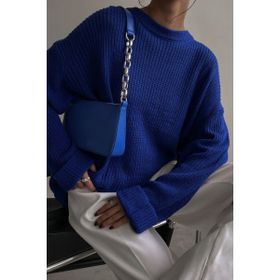 Madmext MG1264 Saks Bisiklet Yaka Basic Kadın Kazak