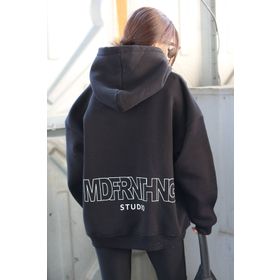 Madmext MG1287 Kadın Mad Girls Siyah Baskılı Oversize Sweatshirt