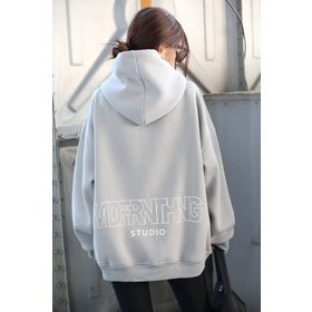 Madmext Mg1287 Mad Girls Boyalı Gri Baskılı Oversize Sweatshirt