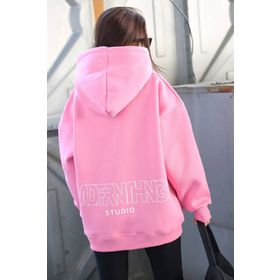 Madmext Mg1287 Mad Girls Pembe Baskılı Oversize Sweatshirt