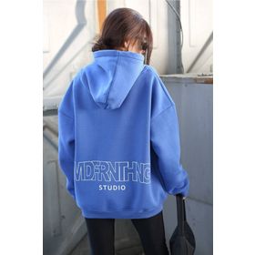Madmext MG1287 Mad Girls Saks Baskılı Oversize Sweatshirt
