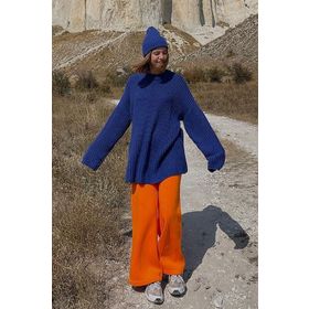 Madmext MG1297 Mad Girls İndigo Oversize Kadın Kazak