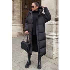 Madmext MG1303 Mad Girls Siyah Uzun Şişme Kadın Mont