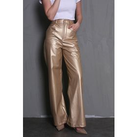 Madmext MG1316 Gold Deri Basic Kadın Pantolon