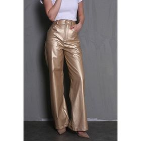 Madmext MG1316 Gold Deri Basic Kadın Pantolon