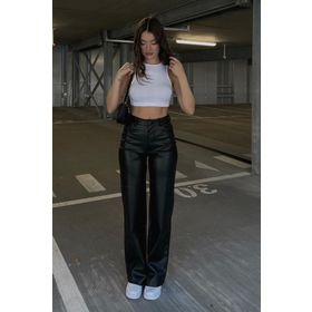 Madmext MG1316 Mad Girls Siyah Deri Pantolon
