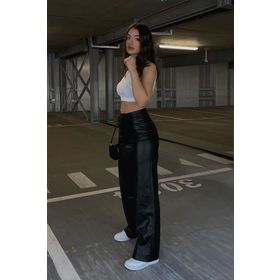 Madmext MG1316 Mad Girls Siyah Deri Pantolon