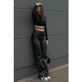 Madmext MG1316 Mad Girls Siyah Deri Pantolon