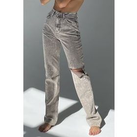 Madmext MG1317 Füme Yırtık Detaylı Straight Fit Jean