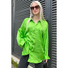 Madmext MG1326 Fıstık Yeşili Basic Saten Kadın Gömlek
