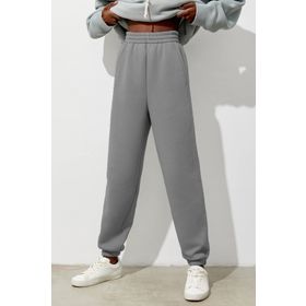 Madmext MG1353 Kadın Boyalı Gri Comfort Fit Eşofman Altı
