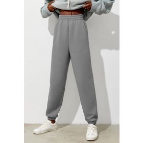 Madmext MG1353 Kadın Boyalı Gri Comfort Fit Eşofman Altı