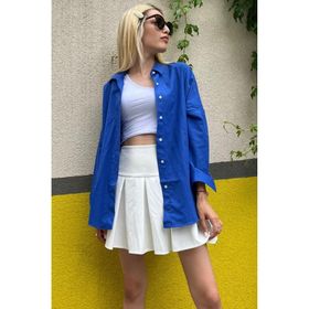 Madmext MG1369 Mad Girls Çağla Yeşili Oversize Gömlek