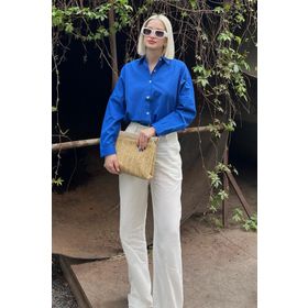 Madmext MG1369 Mad Girls Saks Oversize Kadın Gömlek
