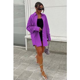 Madmext MG1369 Mad Mor Oversize Kadın Gömlek