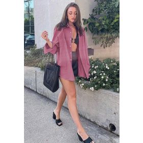 Madmext MG1369 Mad Pudra Oversize Kadın Gömlek