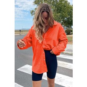 Madmext MG1369 Mad Turuncu Oversize Kadın Gömlek