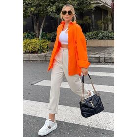Madmext MG1369 Mad Turuncu Oversize Kadın Gömlek
