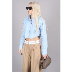 Madmext MG1382 Mad Girls Mavi Kısa Kadın Gömlek