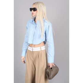 Madmext MG1382 Mad Girls Mavi Kısa Kadın Gömlek