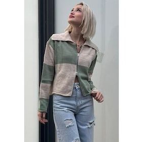 Madmext MG1391 Yeşil Fermuarlı Triko Erkek Hırka