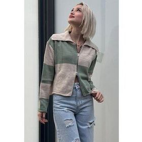 Madmext MG1391 Yeşil Fermuarlı Triko Erkek Hırka