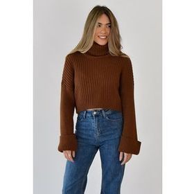 Madmext MG1402 Kadın Mad Girls Kahverengi Boğazlı Kazak