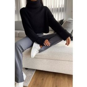 Madmext MG1402 Mad Girls Siyah Boğazlı Kadın Kazak