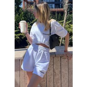 Madmext MG1410 Mad Girls Beyaz Kadın Şort Takım