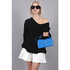 Madmext MG1440 Siyah Oversize V Yaka Triko Kazak