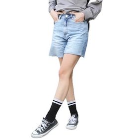 Madmext MG1520 Mavi Yüksek Bel Regular Fit Basic Kadın Kot Şort