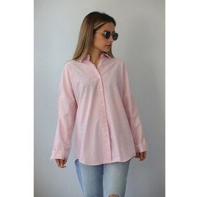Madmext MG1525 Kadın Mor Çizgili Over Fit Gömlek
