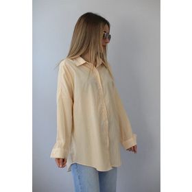 Madmext MG1525 Sarı Çizgili Over Fit Gömlek