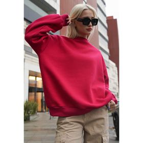 Madmext MG1559 Fuşya Bisiklet Yaka Basic Kadın Sweatshirt