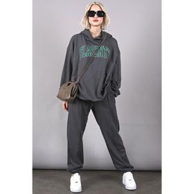 Madmext MG1561 Füme Oversize Baskılı Erkek Eşofman Takım