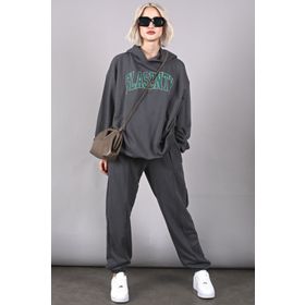 Madmext MG1561 Füme Oversize Baskılı Erkek Eşofman Takım
