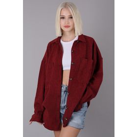 Madmext MG1562 Kırmızı Oversize Gömlek Ceket