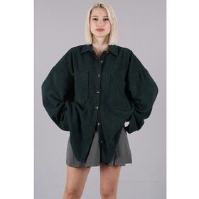 Madmext MG1562 Yeşil Oversize Kadın Gömlek Ceket
