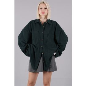 Madmext MG1562 Yeşil Oversize Kadın Gömlek Ceket